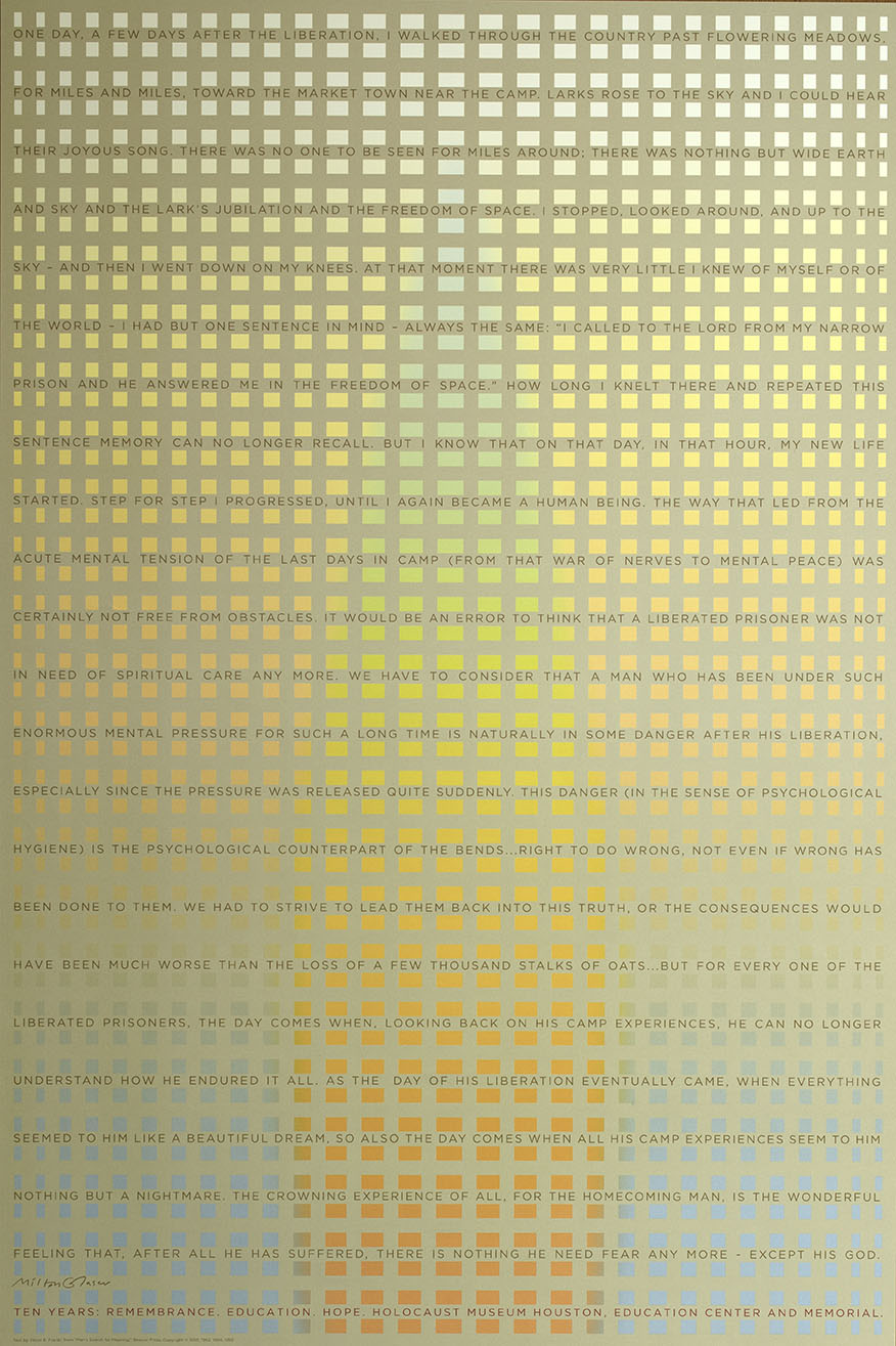 light colored grid forming tower of light